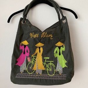 Embroidered Bag Vietnam Ao Dai 3 Women & Bike